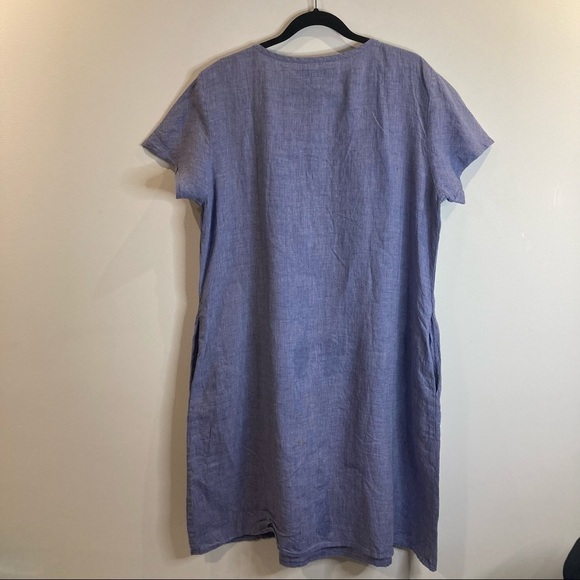 FLAX Sz M Oversized 100% Linen Flowy  Knee Length Cool Comfort Dress - Picture 5 of 7